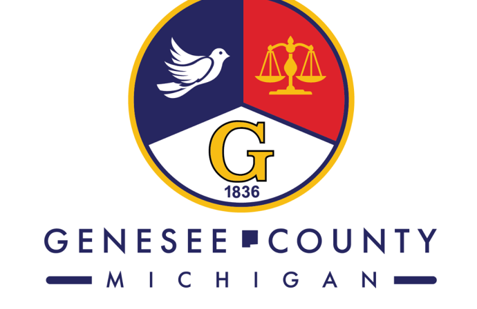 The red, white, and blue logo for Genesee County, Michigan.
