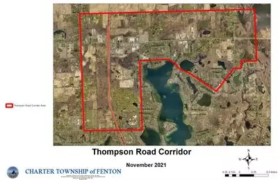 Red line outline of the area in which Fenton Township is looking to create a plan for future development